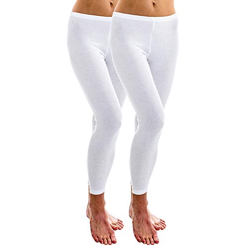 HERMKO 1720 2er Pack Damen Legging aus 100% Bio-Baumwolle, Legging, Farbe:weiß, Größe:32/34 (XS) von HERMKO