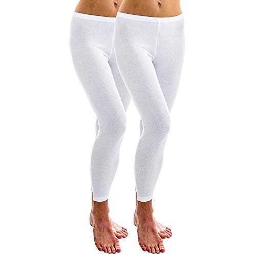 HERMKO 1720 2er Pack Damen Legging aus 100% Bio-Baumwolle, Legging, Farbe:weiß, Größe:52/54 (XXL) von HERMKO