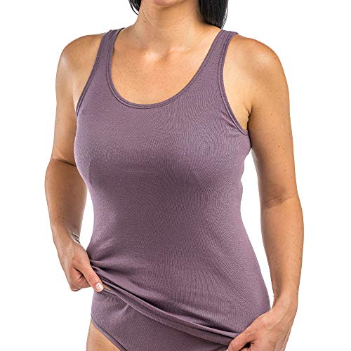 HERMKO 17310 2er Pack Damen Tank Top aus Baumwolle/Modal, Farbe:Pflaume, Größe:32/34 (XS) von HERMKO