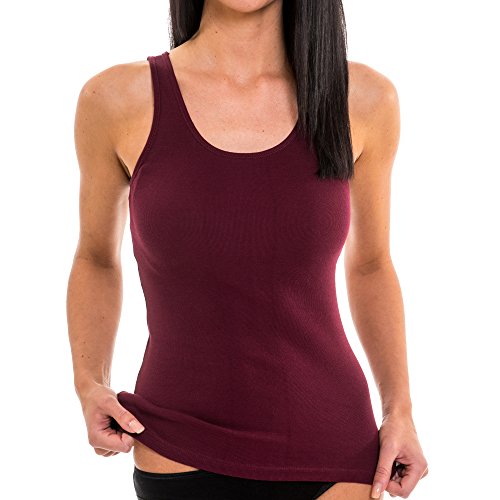 HERMKO 17310 Damen Tank Top - Unterhemd softweich Dank Modal in versch. Farben, Farbe:Bordeaux, Größe:44/46 (L) von HERMKO