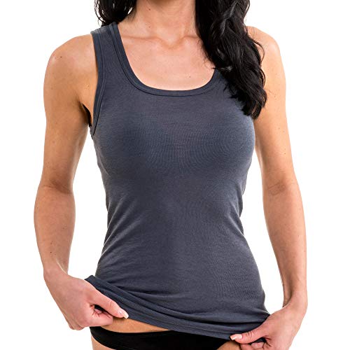 HERMKO 17325 2er Pack Damen Longshirt in versch. Mode-Farben - Unterhemd softweich Dank Modal, Farbe:Graphit, Größe:40/42 (M) von HERMKO