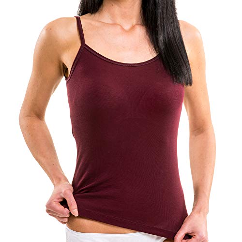 HERMKO 17560 Damen Träger Top in vielen Farben super weich Dank Modal, Farbe:Bordeaux, Größe:36/38 (S) von HERMKO