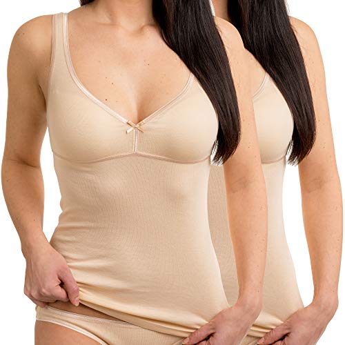 HERMKO 175803860 2er Pack Damen BH-Hemd 2er Pack (Weitere Farben), Farbe:Cream, Größe:32/34 (XS) von HERMKO