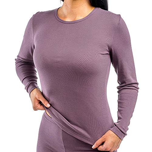 HERMKO 17830 Damen Langarm Unterhemd Woman Longsleeve Shirt Baumwolle/Modal, Farbe:Pflaume, Größe:32/34 (XS) von HERMKO