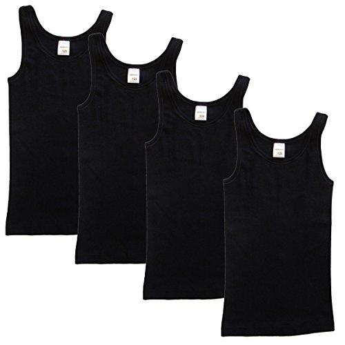 HERMKO 2000 4er Pack Mädchen Unterhemd aus 100% Bio-Baumwolle, Tank Top, Farbe:schwarz, Größe:116 von HERMKO