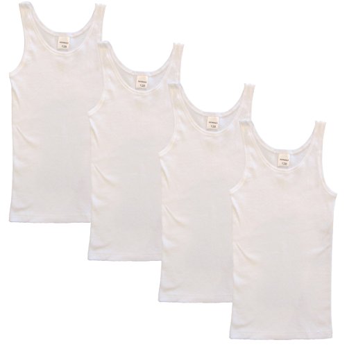 HERMKO 2000 4er Pack Mädchen Unterhemd aus 100% Bio-Baumwolle, Tank Top, Farbe:weiß, Größe:140 von HERMKO