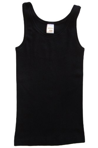 HERMKO 2000 Mädchen Unterhemd aus 100% Bio-Baumwolle, schadstoffgeprüftes Achselhemd, Tank Top Made in EU, Farbe:schwarz, Größe:152 von HERMKO