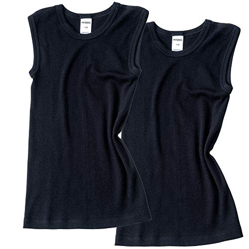 HERMKO 2040 2er Pack Jungen Muskelshirt aus Bio-Baumwolle, Farbe:schwarz, Größe:128 von HERMKO