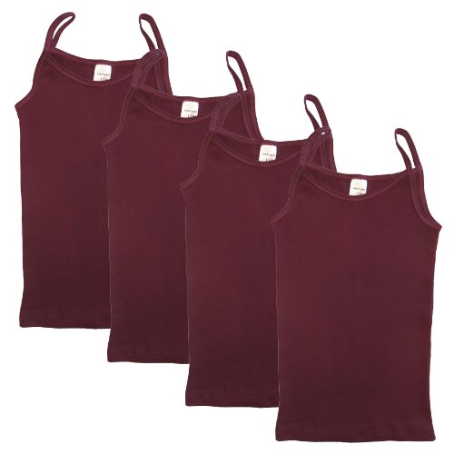 HERMKO 2460 4er Pack Mädchen Träger Top, Unterhemd aus Bio-Baumwolle, Farbe:Bordeaux, Größe:140 von HERMKO