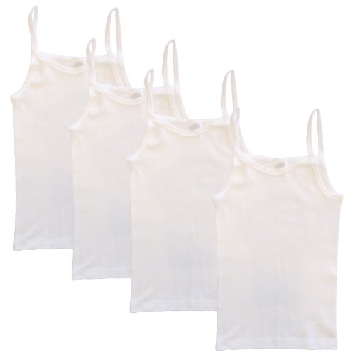 HERMKO 2460 4er Pack Mädchen Träger Top, Unterhemd aus Bio-Baumwolle, Farbe:weiß, Größe:98 von HERMKO