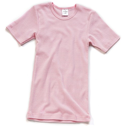 HERMKO 26810 Kinder Kurzarm Unterhemd direkt vom Hersteller, Größe:98, Farbe:Rosa Ringel von HERMKO
