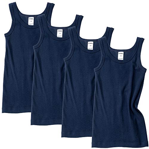 HERMKO 2800 4er Pack Jungen Unterhemd (Weitere Farben) Bio-Baumwolle, Farbe:Marine, Größe:152 von HERMKO
