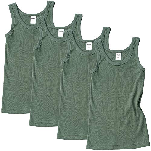 HERMKO 2800 4er Pack Jungen Unterhemd (Weitere Farben) Bio-Baumwolle, Farbe:Olive, Größe:140 von HERMKO