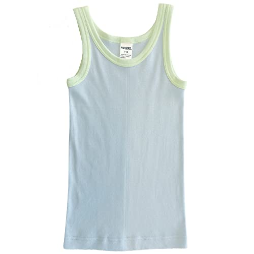 HERMKO 2800 Jungen Unterhemd aus 100% Bio-Baumwolle Knaben Tank Top, Farbe:hellblau/Limone, Größe:128 von HERMKO