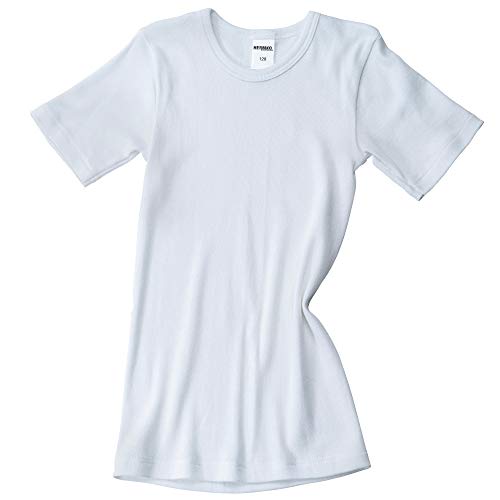 HERMKO 2810 3er Pack Kinder Kurzarm Unterhemd für Mädchen + Jungen aus Bio-Baumwolle, Farbe:weiß, Größe:128 von HERMKO