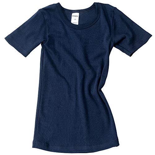 HERMKO 2810 Kinder halbarm Shirt aus 100% Bio-Baumwolle, Kurzarm Unterhemd für Mädchen und Knaben, Farbe:Marine, Größe:128 von HERMKO