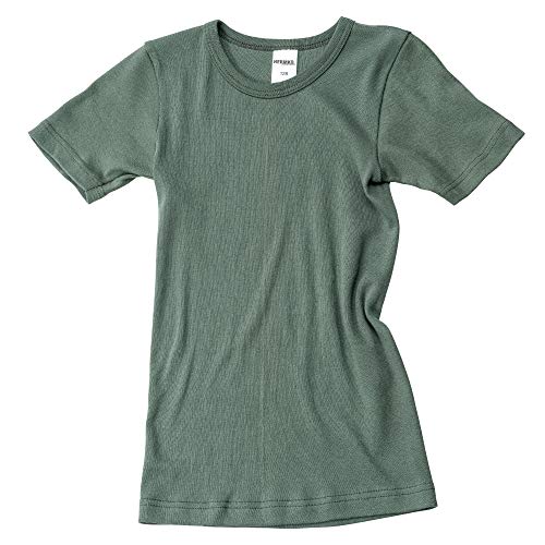 HERMKO 2810 Kinder halbarm Shirt aus 100% Bio-Baumwolle, Kurzarm Unterhemd für Mädchen und Knaben, Farbe:Olive, Größe:104 von HERMKO