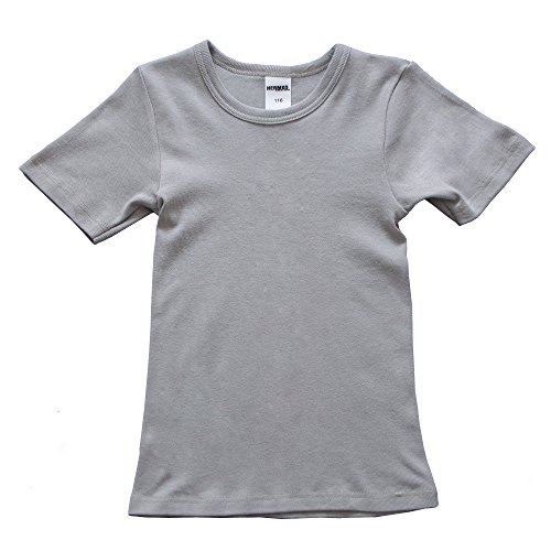 HERMKO 2810 Kinder halbarm Shirt aus 100% Bio-Baumwolle, Kurzarm Unterhemd für Mädchen und Knaben, Farbe:grau, Größe:104 von HERMKO