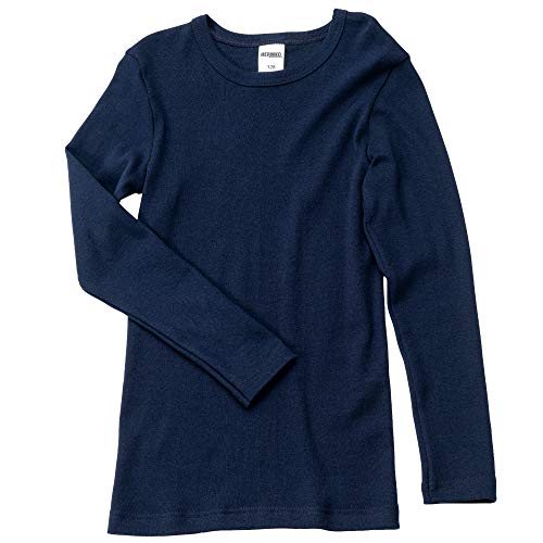 HERMKO 2830 Kinder Langarm Shirt aus 100% Bio-Baumwolle, Unterhemd für Mädchen und Jungen, Farbe:Marine, Größe:116 von HERMKO