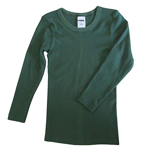 HERMKO 2830 Kinder Langarm Shirt aus 100% Bio-Baumwolle, Unterhemd für Mädchen und Jungen, Farbe:Olive, Größe:104 von HERMKO