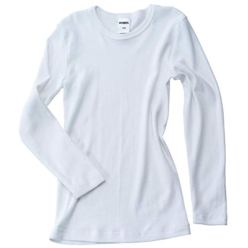 HERMKO 2830 Kinder Langarm Shirt aus 100% Bio-Baumwolle, Unterhemd für Mädchen und Jungen, Farbe:weiß, Größe:98 von HERMKO