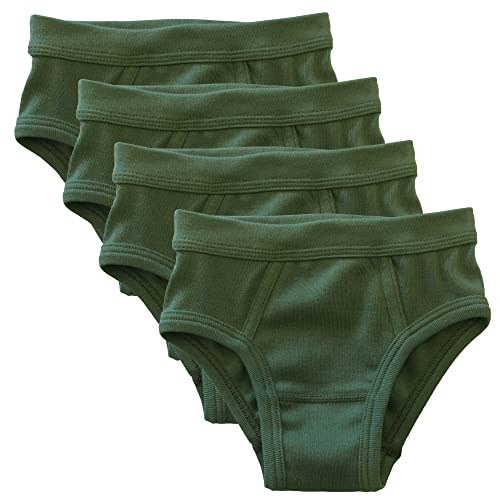 HERMKO 2840 4er Pack Jungen Slip mit Weichbund aus Bio-Baumwolle, Farbe:Olive, Größe:104 von HERMKO