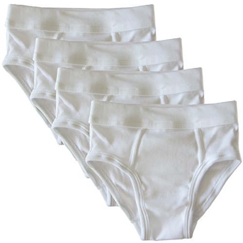 HERMKO 2840 4er Pack Jungen Slip mit Weichbund aus Bio-Baumwolle, Farbe:weiß, Größe:104 von HERMKO