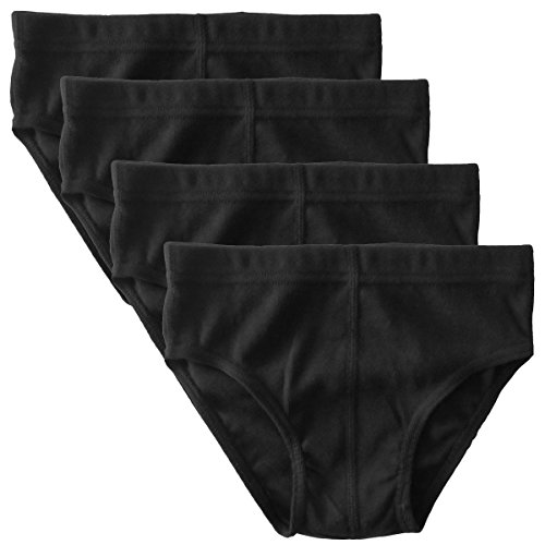 HERMKO 2850 4er Pack Jungen Slip einfarbig aus 100% Bio-Baumwolle mit Dehnbund, Farbe:schwarz, Größe:140 von HERMKO