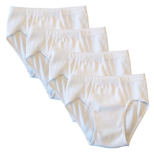 HERMKO 2850 4er Pack Jungen Slip einfarbig aus 100% Bio-Baumwolle mit Dehnbund, Farbe:weiß, Größe:128 von HERMKO