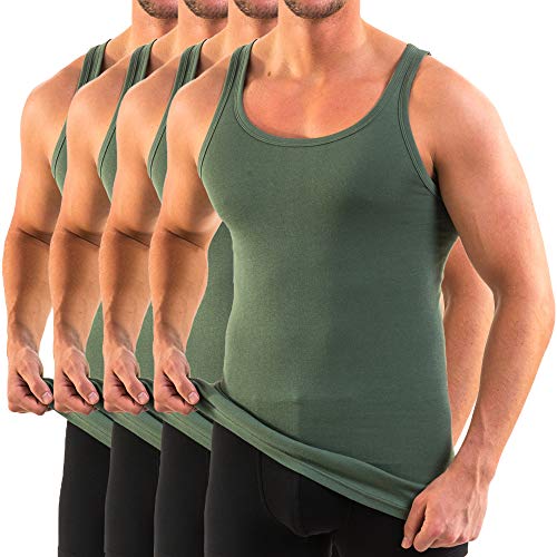 HERMKO 3000 4er Pack Herren Tank Top (Weitere Farben) Bio-Baumwolle, Größe:D 8 = EU XXL, Farbe:Olive von HERMKO