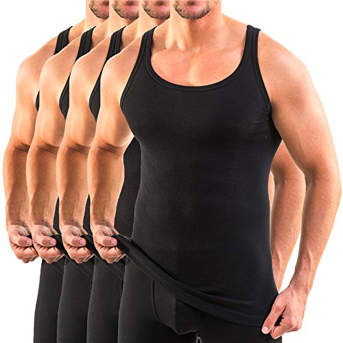 HERMKO 3000 4er Pack Herren Tank Top - 100% Bio-Baumwolle, Unterhemd in Feinripp - Strapazierfähig & Hautfreundlich, Größe:D 11 = EU 5XL, Farbe:schwarz von HERMKO