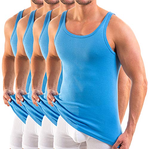 HERMKO 3000 4er Pack Herren Tank Top - 100% Bio-Baumwolle, Unterhemd in Feinripp - Strapazierfähig & Hautfreundlich, Größe:D 12 = EU 6XL, Farbe:hellblau von HERMKO