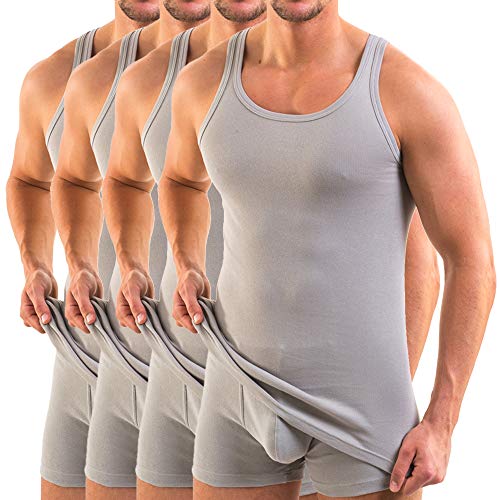 HERMKO 3000 4er Pack Herren Tank Top - 100% Bio-Baumwolle, Unterhemd in Feinripp - Strapazierfähig & Hautfreundlich, Größe:D 9 = EU 3XL, Farbe:grau von HERMKO