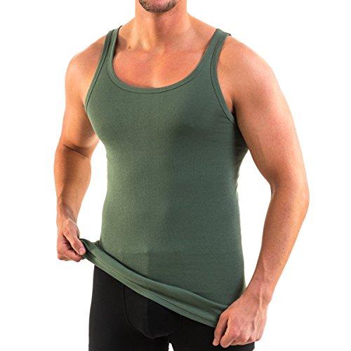 HERMKO 3000 Herren Tank Top 100% Bio-Baumwolle in Feinripp, Unterhemd, Muskel Shirt Made in EU, Größe:D 8 = EU XXL, Farbe:Tanne von HERMKO