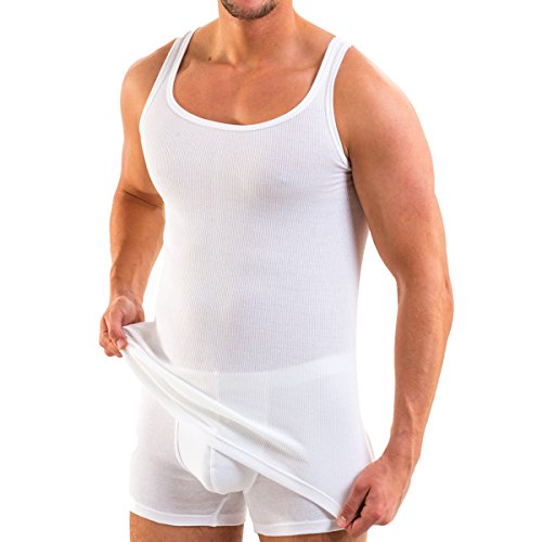 HERMKO 3018 5er Pack Herren Classic Unterhemd Doppelripp aus Bio-Baumwolle, Größe:D 10 = EU 4XL, Farbe:weiß von HERMKO