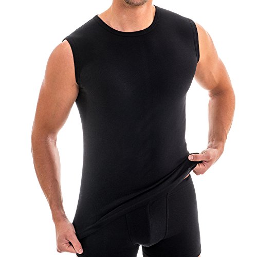 HERMKO 3040 Herren Muskelshirt aus 100% Bio-Baumwolle, Unterhemd Atlethic Vest Rundhals viele Farben, Größe:D 8 = EU XXL, Farbe:schwarz von HERMKO