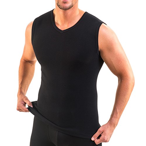 HERMKO 3050 Herren Muskelshirt V-Neck aus 100% Bio-Baumwolle Atlethic Vest Unterhemd, Größe:D 12 = EU 6XL, Farbe:schwarz von HERMKO