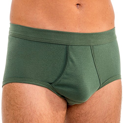 HERMKO 3240 Herren Slip mit Eingriff Unterhose aus 100% Bio-Baumwolle in vielen Farben bis Gr. 14, Größe:D 6 = EU L, Farbe:Olive von HERMKO