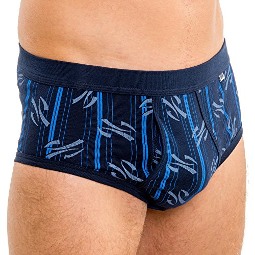 HERMKO 3282 3er Pack Herren Slip Bedruckt mit Eingriff - Classic Art Bio-Baumwolle, Größe:D 8 = EU XXL, Farbe:Marine - Bedruckt von HERMKO