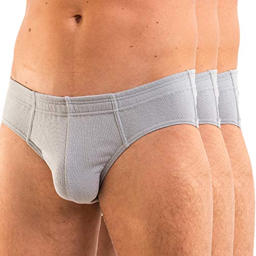 HERMKO 3300 3er Pack Herren Slip aus 100% Bio-Baumwolle, Größe:D 5 = EU M, Farbe:grau von HERMKO