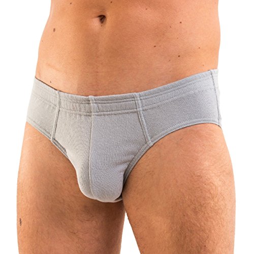 HERMKO 3300 Herren Slip aus 100% Bio-Baumwolle, Sportslip ohne Eingriff mit weichem Bund für Männer, Größe:D 6 = EU L, Farbe:grau von HERMKO