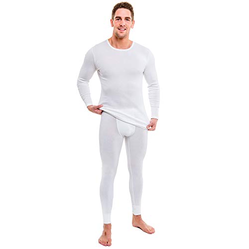 HERMKO 33301 Herren Set - Langarm Shirt + Lange Unterhose aus 100% Bio-Baumwolle (Feinripp/glatt), Größe:D 9 = EU 3XL, Farbe:weiß von HERMKO