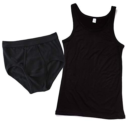 HERMKO 33302 Herren Unterwäsche Set - Klassisches Tank Top + Slip mit Eingriff aus 100% Bio-Baumwolle, Größe:D 8 = EU XXL, Farbe:schwarz von HERMKO