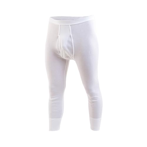 HERMKO 3440 Herren 3/4-lange Unterhose mit Eingriff, wadenlange Unterziehhose aus 100% Bio-Baumwolle in Feinripp, Größe:D 10 = EU 4XL, Farbe:weiß von HERMKO