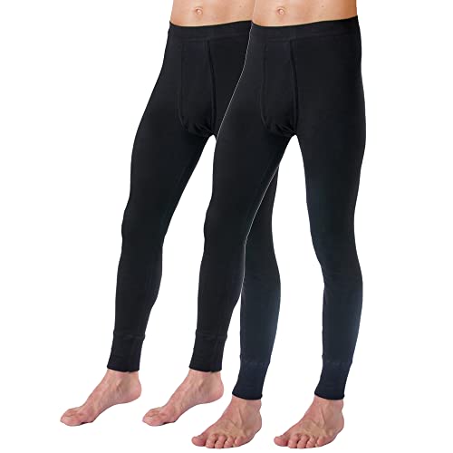 HERMKO 3540 2er Pack Herren Lange Unterhose Long Johns (Weitere Farben) Bio-Baumwolle, Größe:D 10 = EU 4XL, Farbe:schwarz von HERMKO