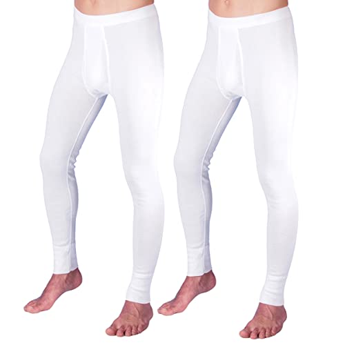 HERMKO 3540 2er Pack Herren Lange Unterhose Long Johns (Weitere Farben) Bio-Baumwolle, Größe:D 5 = EU M, Farbe:weiß von HERMKO
