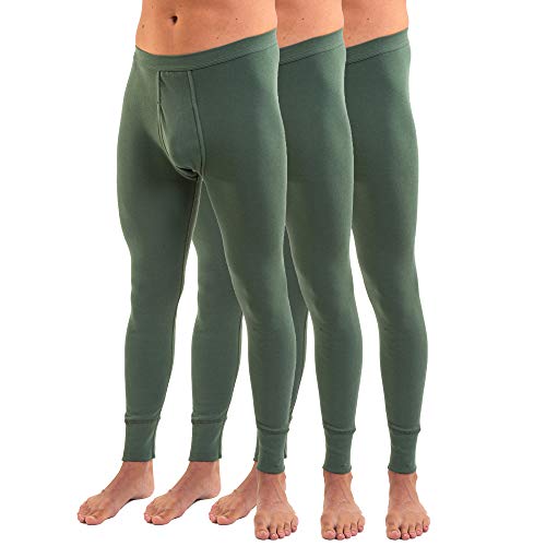 HERMKO 3540 Herren Lange Unterhosen mit Eingriff 3er Pack (Weitere Farben) Bio-Baumwolle, Größe:D 12 = EU 6XL, Farbe:Olive von HERMKO