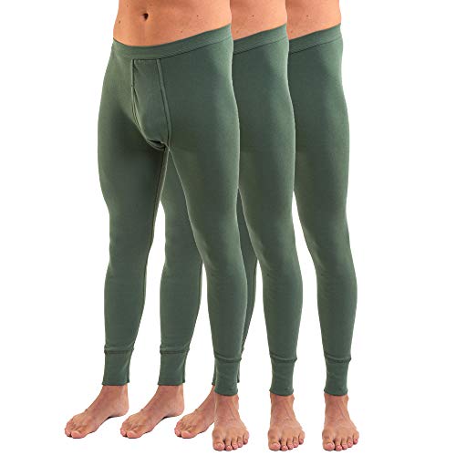 HERMKO 3540 Herren Lange Unterhosen mit Eingriff 3er Pack (Weitere Farben) Bio-Baumwolle, Größe:D 5 = EU M, Farbe:Olive von HERMKO