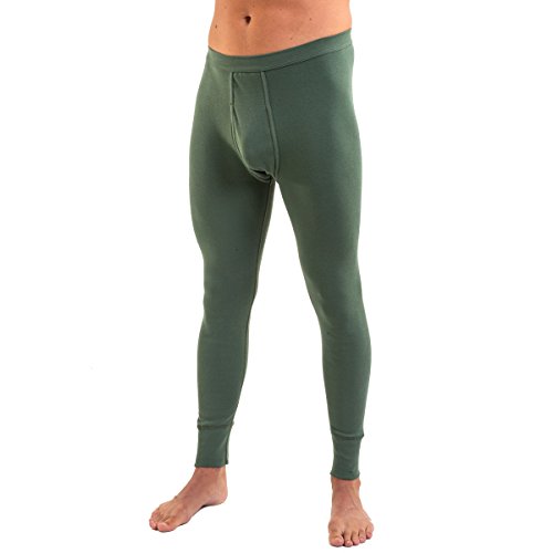HERMKO 3540 Herren Lange Unterhosen mit Eingriff und Weichbund aus 100% Bio-Baumwolle in Feinripp, Größe:D 7 = EU XL, Farbe:Olive von HERMKO