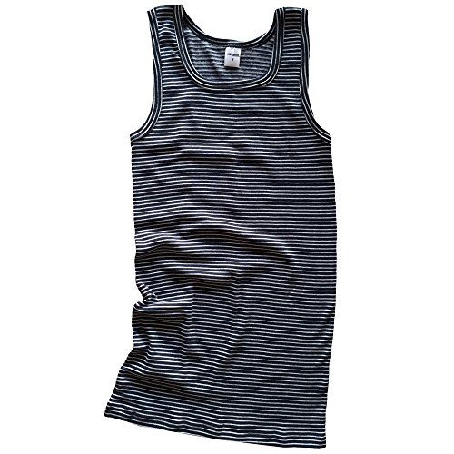 HERMKO 3602605 Herren Tank Top innen angeraut, Größe:D 5 = EU M, Farbe:Marine Ringel von HERMKO